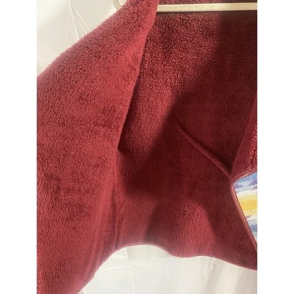 Lucky & Blessed‎ Womens L Burgundy Southwest Aztec Fleece Lined Vest Cardigan - Picture 8 of 11
